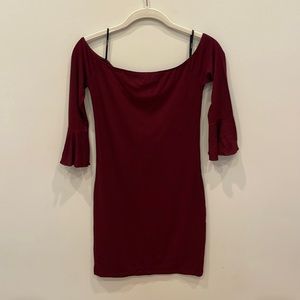Forever 21 Burgundy bodycon off the shoulder dress